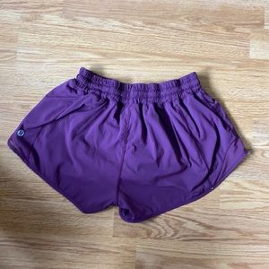 Purple lululemon shorts, size is 2